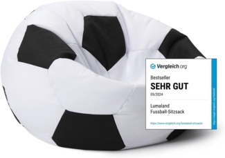 Lumaland Fußball Sitzsack, Polyester Weiß / Schwarz, Ø: 90 cm