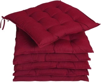 Detex Sitzauflage Cozy, Stuhl 6er Set 55% Baumwolle 43x39cm Visko-Effekt Waschbar Dunkelrot