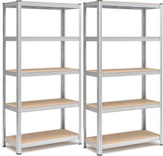 Songmics Schwerlastregale mit 5 Ablagen, Stahl / MDF, Silber, 90 x 40 x 180 cm