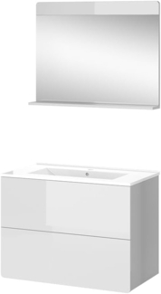 Vicco Badmöbel-Set Izan Weiß Hochglanz modern Waschtischunterschrank Waschbecken Badspiegel