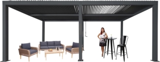 Mendler 'HWC-L46' Pergola, Regenrinne sturmfest, Aluminium anthrazit, 3x6 m