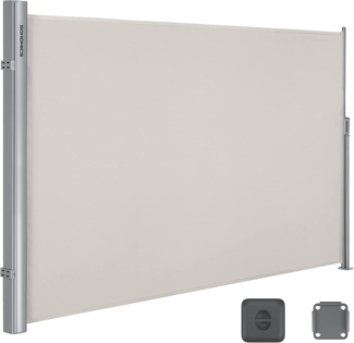 Seitenmarkise, 180 x 400 cm (H x L), Sichtschutz, Sonnenschutz, Seitenrollo, für Balkon, Terrasse, Garten, beige GSA184E01