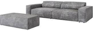Big-Sofa Sirpio XL 270x130 cm Mikrofaser Taupe mit Hocker