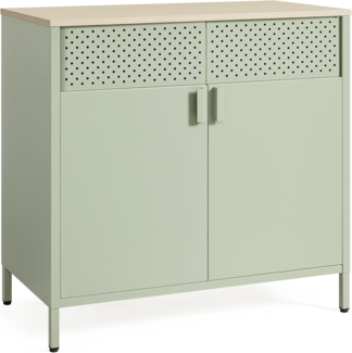 SONGMICS 'LSCDE102C01' Metallschrank mit Doppeltür, verstellbarer Einlegeboden, Stahl / Holzspanplatte lorbeergrün, 40 x 80 x 76 cm