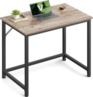 VASAGLE Schreibtisch, Kleiner Computertisch, Bürotisch, für Arbeitszimmer, Schlafzimmer, 50 x 80 x 76 cm, Industrie-Design, Metallgestell, Greige meliert-tintenschwarz
