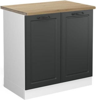 Vicco Spülenunterschrank R-Line, Anthrazit Landhaus/Weiß, 80 cm, AP Eiche