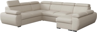 Ecksofa Boston U mit Bettkasten, Schlaffunktion, Einstellbare Kopfstützen (Aragon 03, Seite: Rechts, 2r+R+2p+LC)