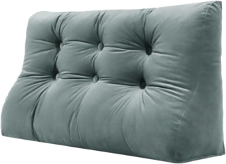 VERCART Keil-Lesekissen, dreieckig, Bettsttze, Rckenlehne, Kopfteil, Rckensttze, dekoratives Kissen, grauer Samt, 100 x 25 x 55 cm