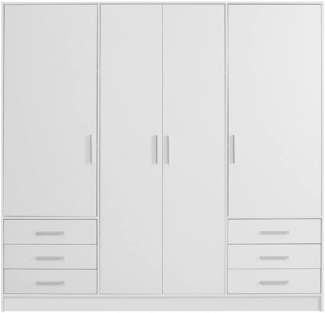 Forte 'Jupiter' Kleiderschrank, weiß matt, 4-türig, 207x200 cm