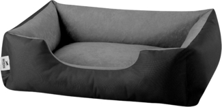 BedDog 'LUPI' Hundebett, waschbar, mit Rand, Cordura / Microfaser-Velours, THE-ROCK (schwarz/grau), L 55 x B 40 x H 17 cm