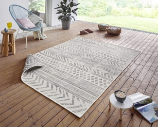 In- & Outdoor Wendeteppich Biri Grau Creme - 120x170x0,5cm