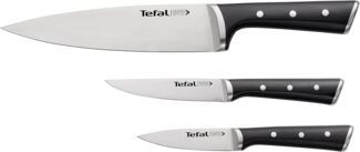 Tefal 'K2323S Ice Force' 3-teiliges Messer-Set, Edelstahl schwarz, 9 cm / 11 cm / 20 cm