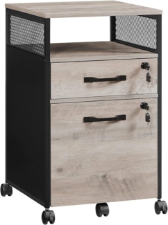 Vasagle Rollcontainer abschließbar mit Schubladen, Stahlgestell Greige-Schwarz, 42 x 44 x 69 cm