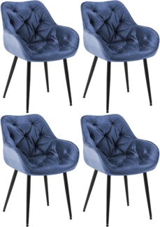 CLP 4er Set Stuhl Tanna Samt Gesteppt,blau