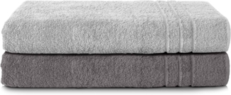 Komfortec 2er Saunatuch Set 80x200 cm aus 100% Baumwolle, XXL-Saunatücher, Sauna Handtuch, Weich, Groß, Frottee, Schnelltrocknend, Anthrazit Grau/Silber