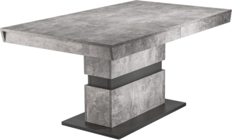 Esszimmertisch /Küchen-Tisch 160 cm mit Auszugsfunktion auf 215 cm /Auszugstisch Light Atelier Beton-Optik grau /Esstisch ausziehbar mit Einlegeplatte /160-215 x 90 x 75 cm (LxBxH)