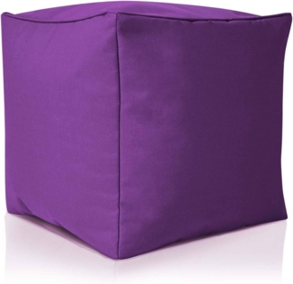 Green Bean© Outdor Pouf-Hocker 40 x 40 x 40 cm mit EPS-Perlen Füllung - Erweiterung & Addon für Sitzsäcke: Fußhocker Fußkissen - Bodenkissen Kinder & Erwachsene - Fußablage Sitzkissen Lila