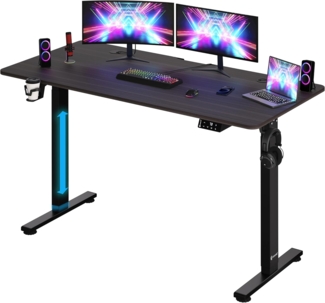 Casaria Höhenverstellbarer Schreibtisch mit Tischplatte, Elektrisch, LCD- Display, Braun Schwarz, 140x60 cm