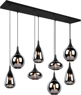 Hängeleuchte, Metall schwarz, Glas chrom bedampft, H 150 cm