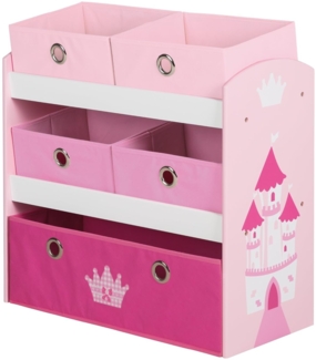 roba Spielregal 'Krone' - Spielzeug- & Aufbewahrungs-Regal - inkl. 5 Stoffboxen - Rosa / Pink