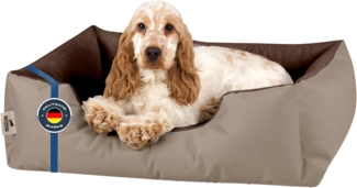 BedDog 'LUPI' Hundebett, waschbar, mit Rand, Cordura / Microfaser-Velours, NAMIBSAND (beige/braun), L 55 x B 40 x H 17 cm