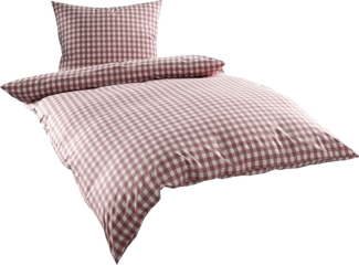 Bettwaesche-mit-Stil 'Oslo' Bettwäsche, Mako-Batist, Rot, 135x200 cm + 80x80 cm, Karo