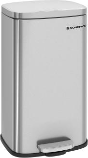 Songmics Mülleimer, geruchsdicht, Edelstahl, 30 Liter, Silber