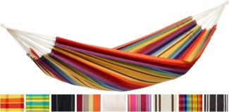 Amazonas Klassische Hängematte XL Barbados Rainbow handgefertigt in Brasilien bis 200 kg Belastbarkeit mit 230x150 cm für 1-2 Personen in Buntgestreift