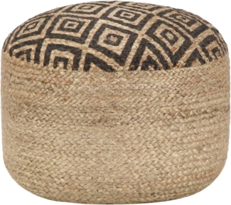 Handgefertigter Sitzpuff Schwarz 45x30 cm Jute [248086]