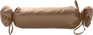Mako Satin / Baumwollsatin Nackenrollen Bezug uni / einfarbig hellbraun 15x40 cm mit Bändern