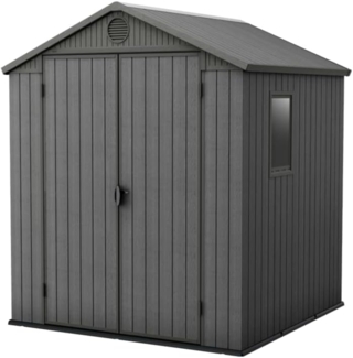 Keter Gerätehaus Darwin 6x6, Grau, Außenmaße 190 x 183 x 221 cm, wartungsfrei, wetterfest, wasserdicht, mit Unterboden