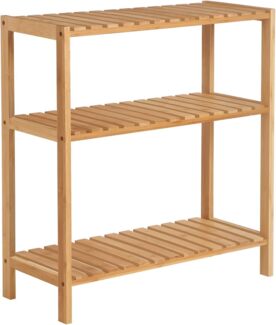 SONGMICS Badezimmerregal, Bambus natur, 60 x 26 x 66 cm
