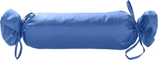 Mako Satin / Baumwollsatin Nackenrollen Bezug uni / einfarbig hellblau 15x40 cm mit Bändern