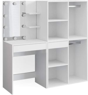 Vicco Schminktisch Frisiertisch Kommode Isabelle LED-Beleuchtung Beistellschrank