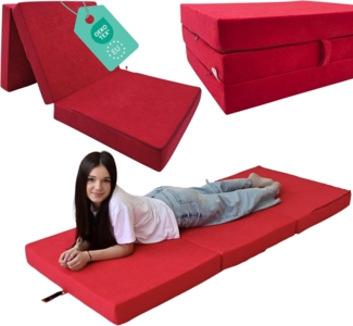 Odolplusz Faltmatratze Klappmatratze Matratze faltbar klappbar Gästematratze Reisematratze (Rot, 80 x 200 x 10 cm)