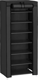 Songmics Schuhregal mit 7 Ebenen, 28 x 46 x 126 cm, Schuhschrank, Schuhaufbewahrung, mit staubdichtem Überzug, Schuh-Organizer, für High Heels, Sportschuhe, Metallgestell, schwarz RXJ024B02V1