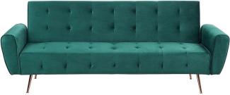 beliani 'SELNES' Schlafsofa, 3-Sitzer, Samtstoff, Smaragdgrün, 85 x 84 x 212 cm