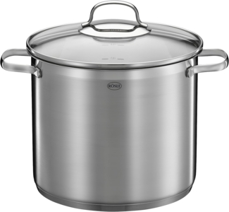 RÖSLE ELEGANCE Gemüse/Partytopf, Hochwertiger Edelstahltopf zum Kochen großer Mengen, 8 Liter, Edelstahl 18/10, Innenskalierung, Induktionsgeeignet, Spülmaschinengeeignet, 33x25. 5x28 cm