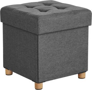 Songmics 'LSF14GYZ' Sitzhocker viereckig mit Holzfüßen Deckel, Leinenimitat / MDF dunkelgrau, 38 x 40 x 38 cm