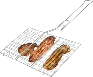 Grillgutwender rechteckig / Edelstahl mit langem Griff / ca. 34 x 56,3 cm Grillhalter