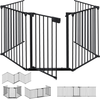 KESSER® Kaminschutzgitter, mit Tür, 600cm Länge, Schwarz