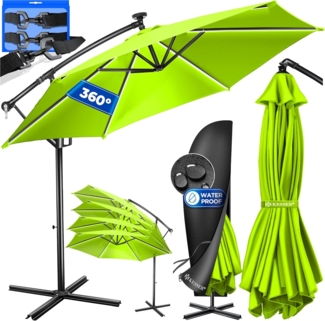 Kesser® Sonnenschirm LED Solar mit Abdeckung, Polyester / Aluminium hellgrün, Ø 300cm