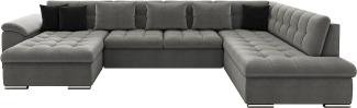 Mirjan24 Ecksofa 'Niko' mit Bettkasten und Schlaffunktion, Grau / Schwarz, 147 x 85 x 23 cm, Links