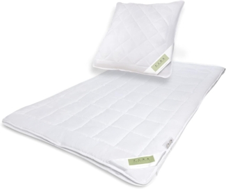 Julido 4-Jahreszeiten Komplettset Decke 135x200 cm Kissen 80x80 cm Deckenfüllung 550+800g Kissenfüllung 1000g Steppbett mit Druckknöpfen Ganzjahres-Bett Zudecke Kopfkissen