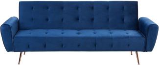 beliani 'SELNES' Schlafsofa, 3-Sitzer, Samtstoff, Marineblau, 85 x 84 x 212 cm