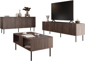 Wohnzimmer-Set Aropo I (Farbe: Nuss Warmia)