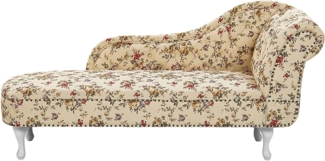 Beliani 'Nimes' Chaiselongue, Beige mit Blumenmuster, Stoff, 79 x 65 x 169 cm, Rechts