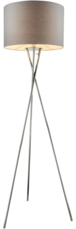 Globo 'Gustav' Stehlampe, Textil Schirm, Nickel grau, Höhe 160 cm