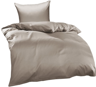 Bettwaesche-mit-Stil 'Ina' Bettwäsche, Mako Interlock Jersey braun, 155 x 220 cm + 80 x 80 cm