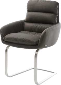 Freischwinger Abelia-Flex mit Armlehnen Mikrofaser Anthrazit Vintage Freischwinger flach Edelstahl